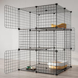 Eiiel 3-Tier Cat Cage Indoor Enclosure DIY Cat Playpen Catio Detachable Metal Wire Kennels 2Lx2Wx3H Crate Large Exercise Place Ideal for 1-2 Cats, Black Eiiel