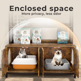 Herture Large Cat Litter Enclosure for 2 Cats - Hidden Litter Box Furniture with Shelf, Brown PG05MWN Herture