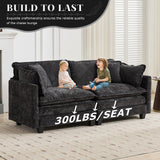 SoarFlash 71.6" Chenille Sectional Sofa, Comfy Modular Loveseat Sofa, Modern 2-Seat Couch Deep Seat Sofa Set for Living Room,Black SoarFlash