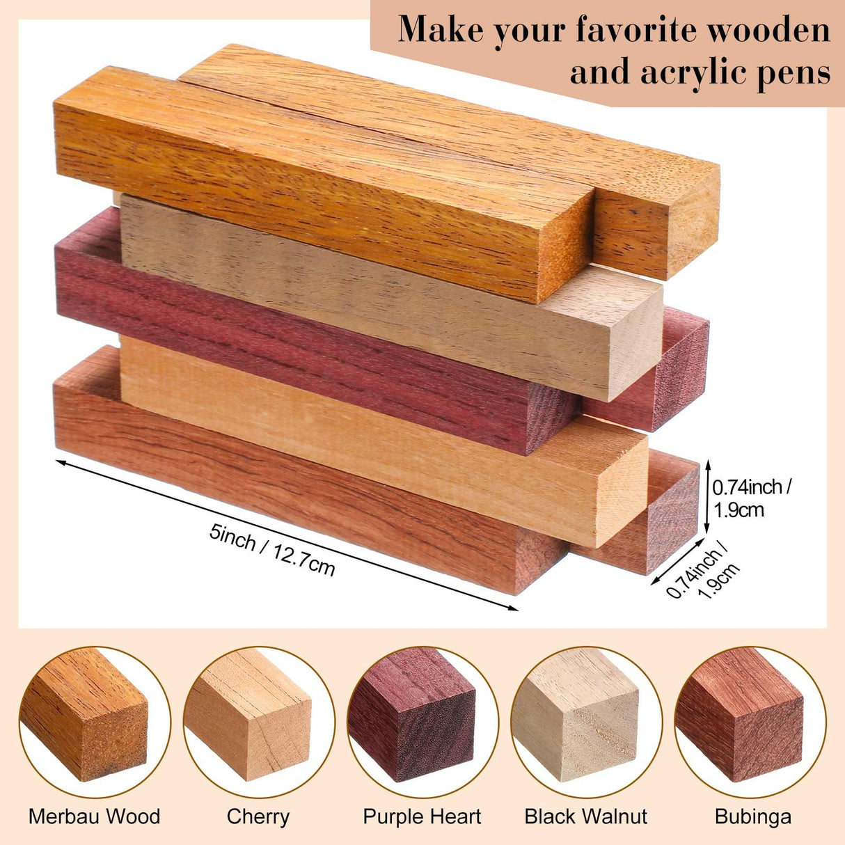 Colarr 10 Set Pen Making Kit Include 10 Woodturning Pen Kit 10 Exotic Wood Pen Blanks Twist Ballpoint Pen Kit with Refill Copper Pen Turning Supplies for DIY Pen Making Classroom Teacher Student Gift Colarr