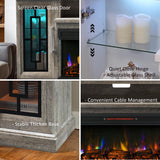 Unineo 75 Inch Electric Fireplace TV Stand, 3- Side Glass LED Modern Media Entertainment Center Console Table for TVs up to 80/85 Inch w/Adjustable Flame, 40’’ Fireplace, Highboy, Gray Wash Unineo