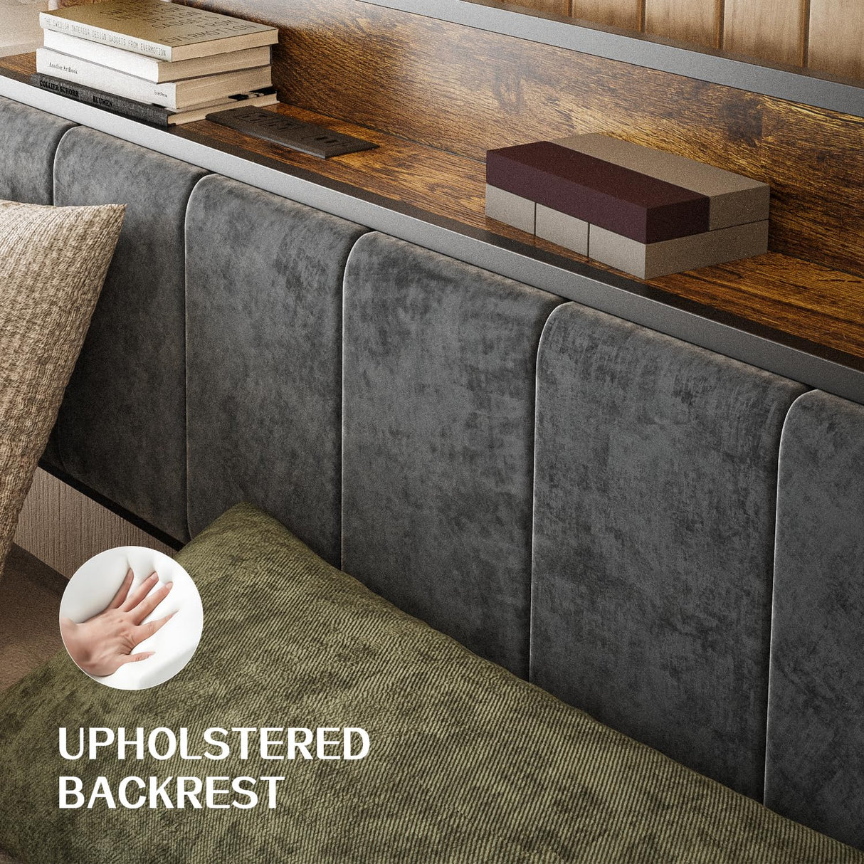 King Size Bed Frame with Smart LED Lights, Storage Headboard with USB Charging Station, Metal Platform Bed Noise Free, Easy Assembly, No Box Spring Needed Liians