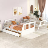 Twin-Over-Full Bunk Bed with Stairs and Storage by Harper & Bright Designs - Solid Wood Frame in White Harper & Bright Designs