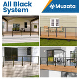 Muzata 6'6"-13' Side Mount Black Complete Cable Railing Kit 36 Inch Cable Railing System for Decks with Post Handrail Space-Saving Fasica Mount with User Guide RCF2 BH4S Muzata