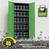 Greenvelly Metal Garage Storage Cabinet,72" Steel Locking Garage Storage Cabinet with Doors and Shelves,Metal Office Storage Cabinet for Home,School,Garage(Black Green 36" W x18 D) Greenvelly