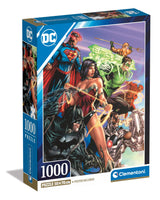 Clementoni - DC Comics Justice League League-1000 Pieces, Vertical, Fun for Adults, Superhero Puzzle, Made in Italy, Multicoloured, 39852 Clementoni