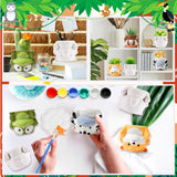Chuangdi 6 Sets DIY Ceramic Succulent Pots Animal Ceramics to Paint Small Paint Your Own Ceramic Pots DIY Unpainted Planters with Drainage Hole Color Paints Paintbrushes Palettes for Craft Activity Chuangdi