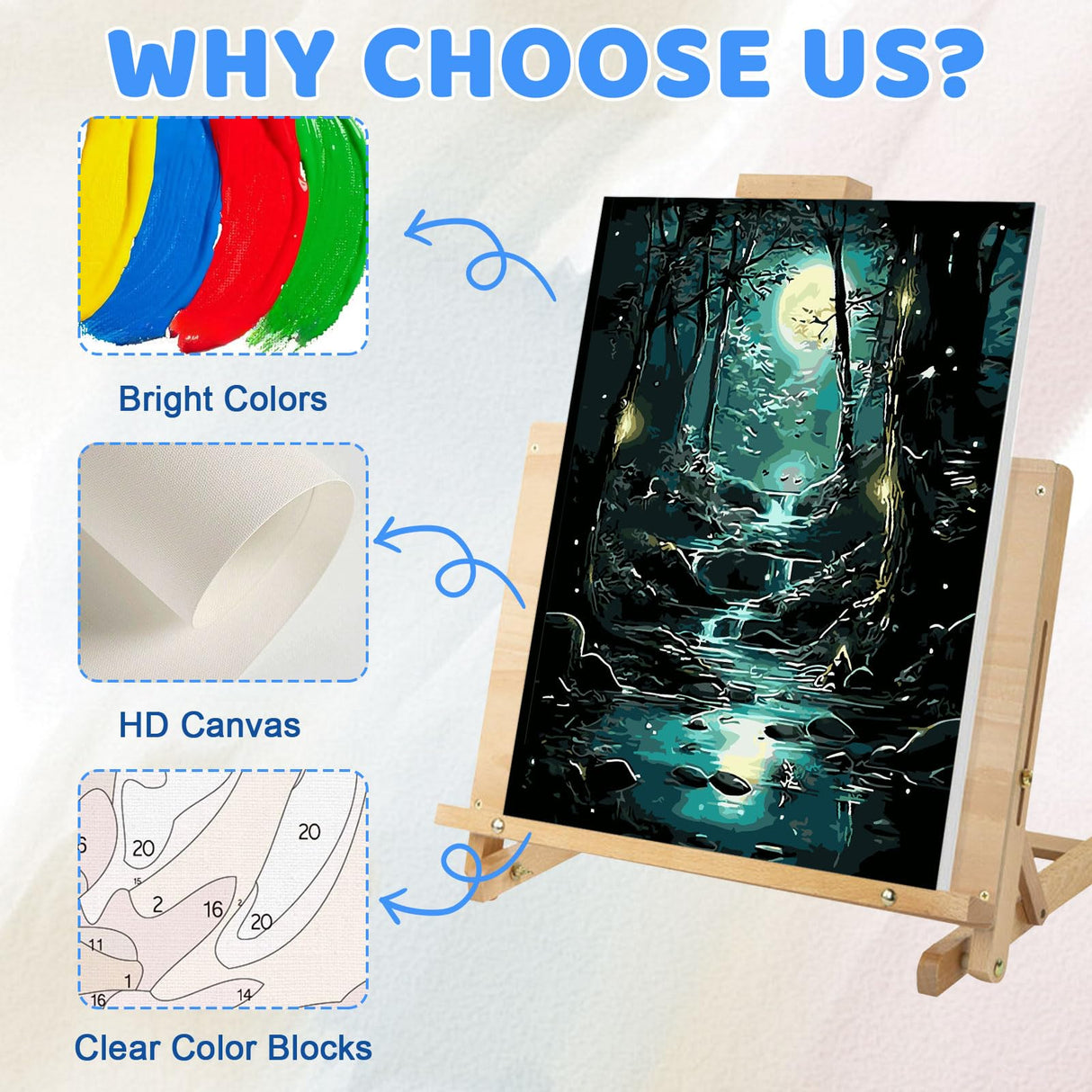 EMIEAUFG Creative Paint by Number Kit for Adults,Dark Forest DIY Paint by Numbers Set for Home Decor and Gifting - 12x16 Inch EMIEAUFG