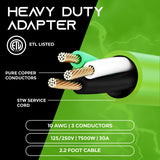 GEARit 3 Prong Dryer Y- Splitter 30 Amp NEMA 10-30P to (2) NEMA 10-30R Receptacle - STW 10AWG 3C Power Cord Adapter for Multiple Outlet Dryer Outlet and EV Charger - 2.2 Feet GearIT