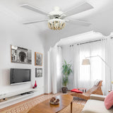 RIVER OF GOODS Coastal 52 Inch Wooden Bead LED Ceiling Fan, Cream RIVER OF GOODS