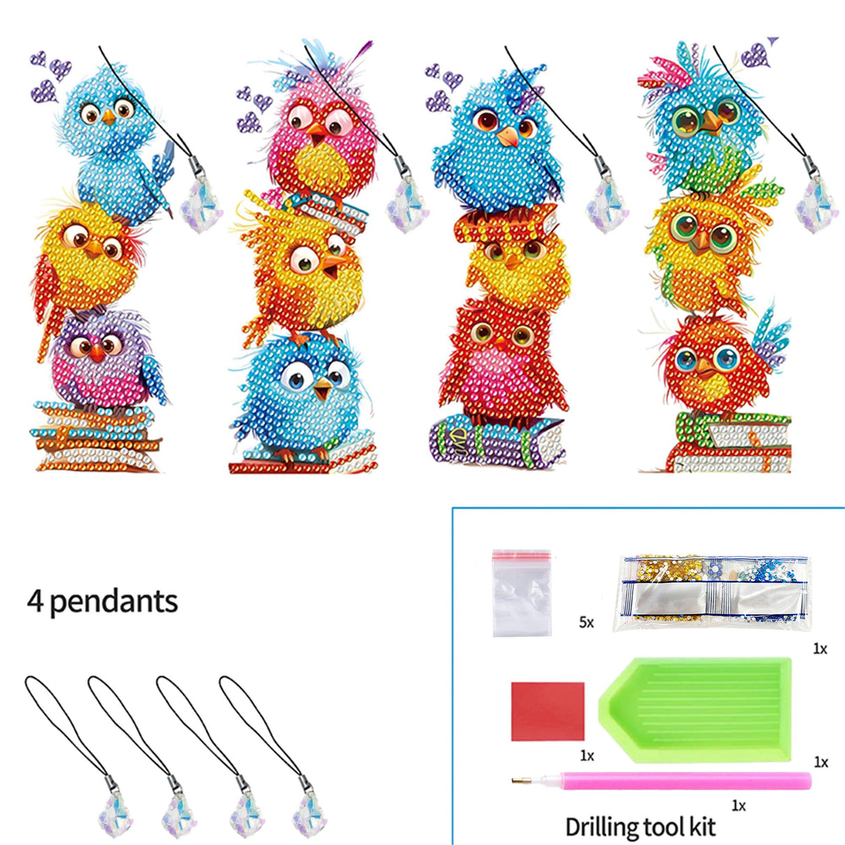 4pcs Bird Diamond Art Bookmarks,Diamond Painting Bookmarks Kits for Adult,DIY Gem Art Small Crafts with Rhinestone Tassel,Paint by Diamonds for Graduation Birthday Reader Gifts. (Bird) NDNXYXGS