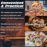 LOPE & NG Meat Handler Shredder Claws Set Of 2 - Wood Stainless Steel BBQ Pulled Pork Paws For Shredding Handing Carving Food LOPE & NG