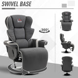 HOMCOM Manual Recliner, Swivel Lounge Armchair with Footrest and Two Cup Holders for Living Room, Black HOMCOM