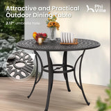 PHI VILLA 7 PCS High Bar Patio Dining Set, Cast Aluminum Outdoor Bar Set for 6 with 54" Round Bar Table and 6 Outdoor Swivel Bar Stool Chairs with Seat Cushion PHI VILLA