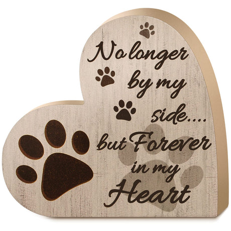 Yalikop Pet Memorial Gifts, Heart Shaped Dog Memorial Gifts Pet Sympathy Wooden Sign Dog or Cat Remembrance Ornament with Sympathy Puppy Tribute Keepsake Beautiful Bereavement Ornament(Natural Color) Yalikop