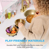 Best Choice Products Wooden Pretend Play Cottage Kitchen Kids Toy w/Storage, Scalloped Edge, 5 Accessories, Microwave, Oven, Clicking Knobs - White Best Choice Products