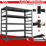 87" H Garage Shelving Unit and Storage, 48"W Heavy-Duty Adjustable Shelf Easy Assembly, 5-Tier Steel Shelves for Storage, Metal Garage Shelving for Industrial, Warehouse, Basement, Pantry, Black PRESTELION
