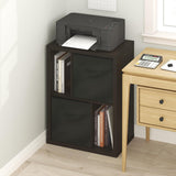 Furinno Viola Storage Shelf, 4-Tier Storage Rack with Bins, Book Shelf, Bookshelf, Display Rack with Drawer Bins, Extra Thick Frame, for Organization, Living Room, Home Office, Black Dark Oak Furinno