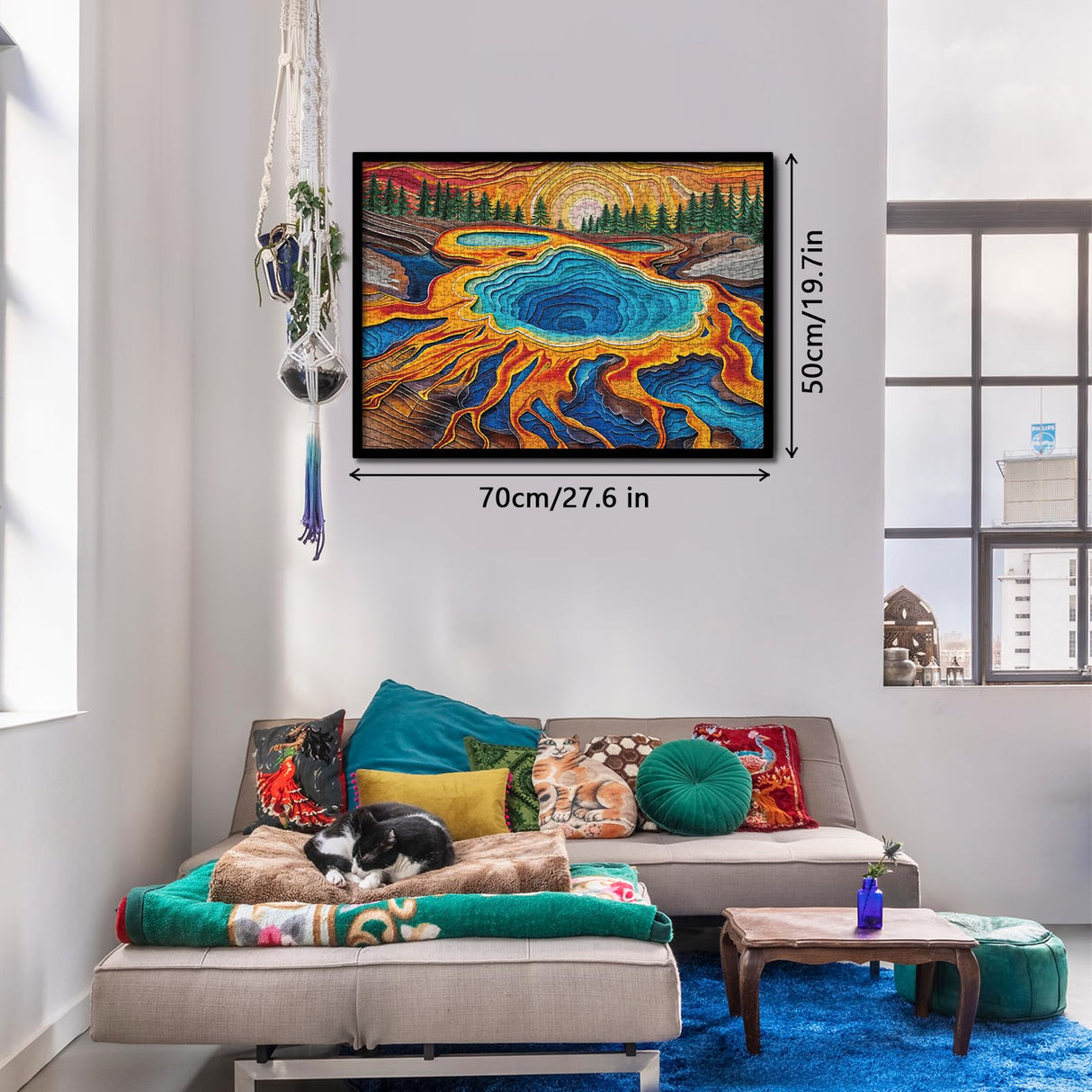 Sunset National Parks Puzzles for Adults 1000 Piece Nature Puzzles, Colorful Yellowstone Landscape Jigsaw Puzzle, Beautiful Hot Spring Scenic Plant Puzzle BBOLDIN