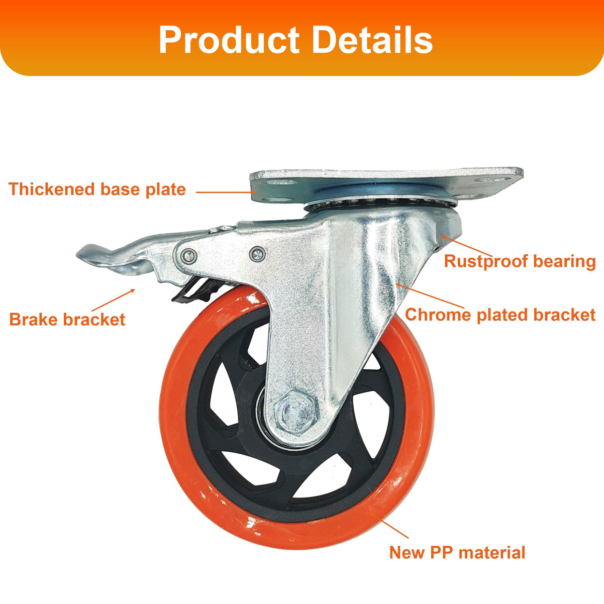 Htudcoue 8 Pcs 4 Inch Heavy Duty Casters,with Brake and Swivel Locking,4 casters Load Capacity 2200 lbs, for Furniture, Workbenches, Carts, Etc. Htudcoue