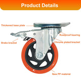 Htudcoue 8 Pcs 4 Inch Heavy Duty Casters,with Brake and Swivel Locking,4 casters Load Capacity 2200 lbs, for Furniture, Workbenches, Carts, Etc. Htudcoue