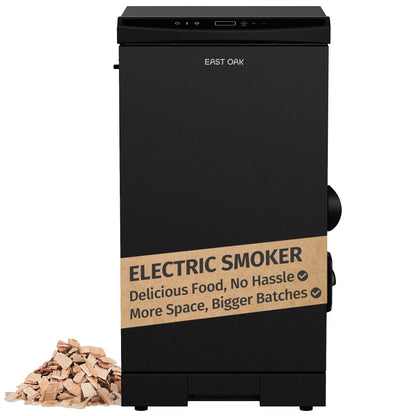 EAST OAK 30-inch Electric Smoker, Outdoor Smoker with Convenient Side Wood Chip Loader, 725 Sq Inches of Cooking, Digital Control and 4 Removable Racks for Outdoor Kitchen, BBQ, Backyard, Black