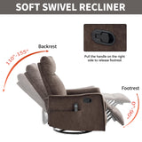 PELUMY Rocker Recliner Chair with Heat Massage - Manual Swivel Recliner for Living Room and Bedroom, 8 Vibration Points, Lumbar Heat, Glider Rocking Chair for Adults (Brown) PELUMY