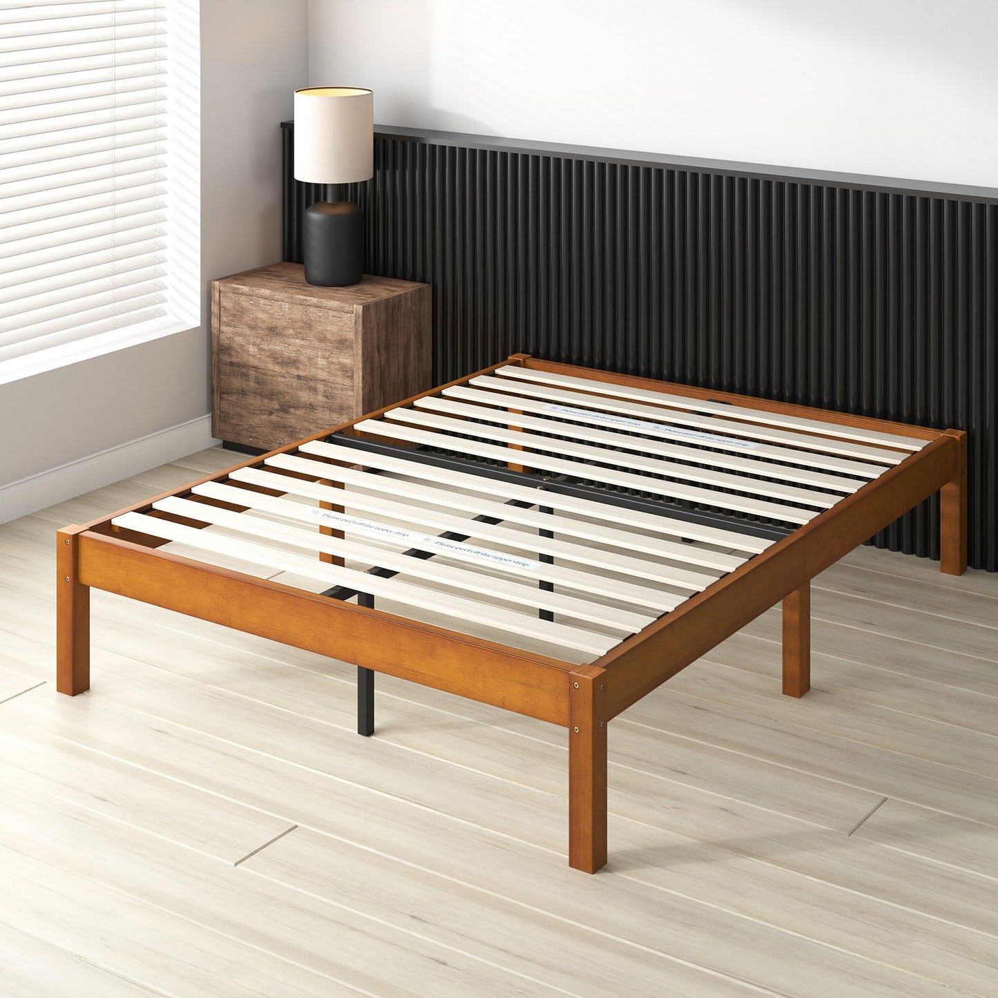 Zinus Ellie 14-Inch Sustainable Bamboo Platform Bed Frame with Wood Slat Support - Queen Size, Easy Assembly - WoodArtSupply