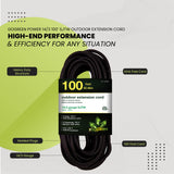 Go Green Power Inc. (GG-13800BK) 14/3 SJTW Outdoor Extension Cord, Black, 100 ft Power By GoGreen