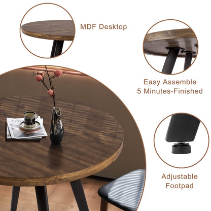 Comfy to go Round Dining Table, 31.5" Small Kitchen Table for 2-4 Person, Mid Century Modern Dining Table with 1.4" Thickness Wood Grain Tabletop for Dining, Living Room, Small Space (Rusty B - WoodArtSupply