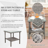 Valita 3 Piece Patio Rocking Chair Outdoor Rattan Bistro Set with Glass Top Table Conversation Set with Grey PE Wicker, Gray Cushion Valita