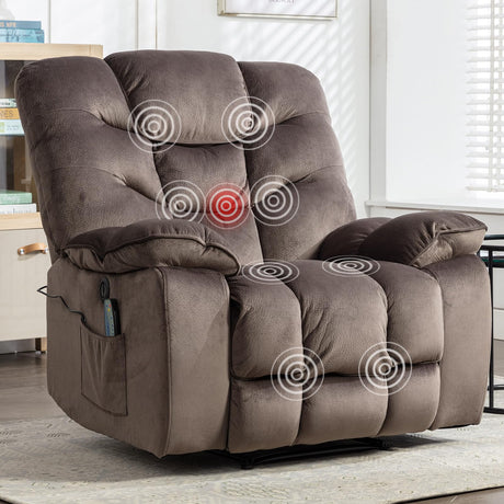 HAOMARKETS Oversized Power Recliner Chair with Massage and Heat, 41" Wide Electric Reclining Chairs with USB Port, Breathable Fabric Overstuffed Reclining Sofa for Living Room Bedroom (No Lift) HAOMARKETS