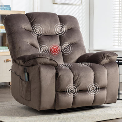 HAOMARKETS Oversized Power Recliner Chair with Massage and Heat, 41" Wide Electric Reclining Chairs with USB Port, Breathable Fabric Overstuffed Reclining Sofa for Living Room Bedroom (No Lift)