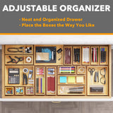 SpaceAid 21-Piece Bamboo Drawer Organizer Storage Boxes Set, Wood Tray Junk Drawer Organizers Multi-Use Divider Bins for Kitchen, Bathroom, Office Desk and Makeup Organization (21 Pack, Natural) SpaceAid