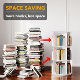 SpaceAid 3 Tier Rotating Bookshelf Tower, Spinning Bookcase Lazy Susan, Revolving 360 Book Shelf Storage Round Carousel, Vertical Rotate Turning Spiral Corner Organizer, White SpaceAid