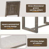 Merax Farmhouse Wooden Dining Set of 6, 59.6 inch Kitchen Table with Trestle Base, 4 Upholstered Chairs and 1 Bench, Easy Assemble Gray Merax