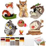 MOREJMTT Needle Felting Kit, 5 PCS Farm Animal Needle Felting Beginner Kits, Wool Felt Needle Felting Tools Foam Pad, Craft Party Supplies for Beginners Adult(Forest Animals) MOREJMTT