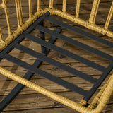 Outsunny 3 Piece Bistro Set with Cushions, Outdoor PE Rattan Wicker Patio Rocking Chair with 2 Porch Rocker Chairs, Glass Top Coffee Table Patio Conversation Set, Cream White Outsunny