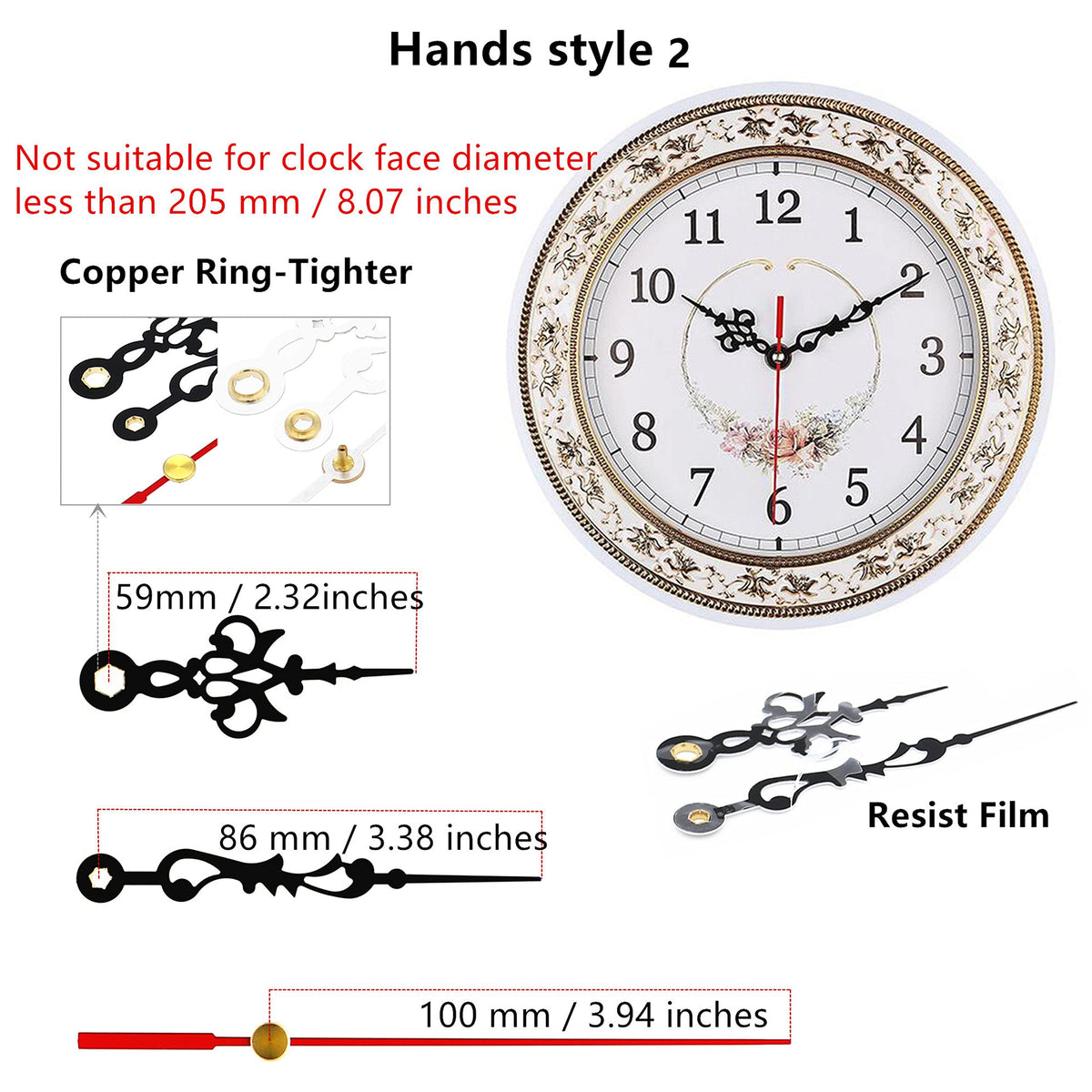 TIKROUND Original Youngtown 12888 Pendulum Clock Movement with 3 Sets of Hands 23 mm (9/10 inches) Shaft Length 15.4 mm (3/5 inch) Thread Length. TIKROUND