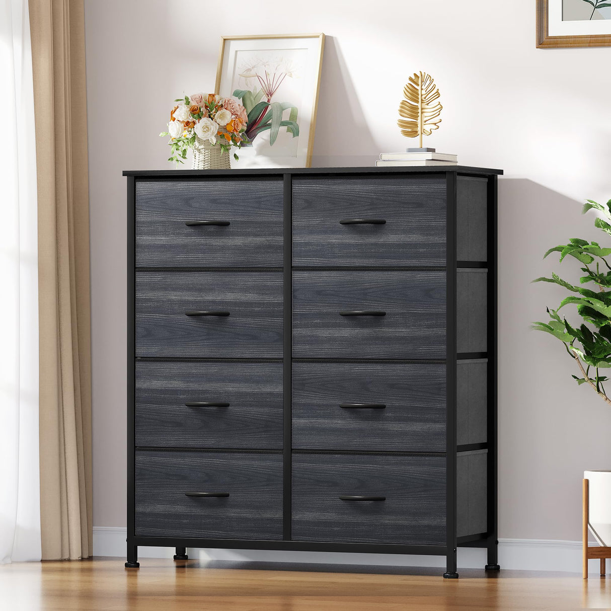 YITAHOME Dresser with 8 Drawers - Fabric Storage Tower, Organizer Unit for Bedroom, Hallway, Closets - Sturdy Steel Frame, Wooden Top & Easy Pull Fabric Bins YITAHOME