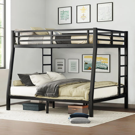 CAPCAEK Full XL Over Queen Bunk Bed Frame for Adults,Metal Bunk Beds with 2 Ladder and Full Length Guardrail,Heavy Buty Bunk Bed Space-Saving (Full XL Over Queen Bunk) CAPCAEK
