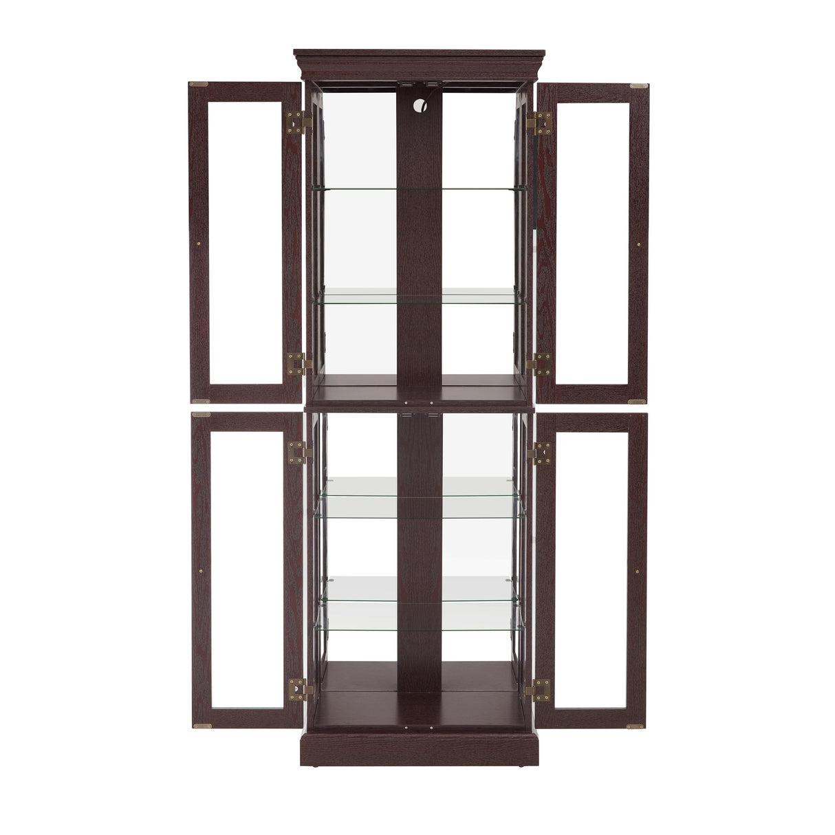 YiaFurio Lighted Display Cabinet Corner,Glass Curio Cabinet with Lights & Adjustable Shelves for Kitchen,Living Room,Office(Free Standing,Light Bulb Include) YiaFurio