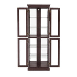 YiaFurio Lighted Display Cabinet Corner,Glass Curio Cabinet with Lights & Adjustable Shelves for Kitchen,Living Room,Office(Free Standing,Light Bulb Include) YiaFurio