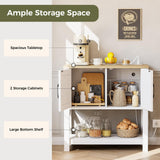 IRONCK Farmhouse Entryway Table Console Table with Power Outlet, Coffee Bar Cabinet, Sofa Table with Cabinet and Storage Shelf, for Hallway, Kitchen, Foyer, Living Room, White IRONCK