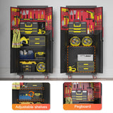 Kelueo Metal Garage Storage Cabinet, Tall Garage Cabinets with 5 Adjustable Shelves, Steel Tool Storage Cabinet with Wheels,Lockable Heavy Duty Garage Storage Cabinets for Garage, Warehouse Kelueo