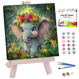 JUJUHOOD Cartoon Elephant Framed Paint by Numbers Kit for Adults Beginner & Kids Ages 8-12,Animal Paint by Number Without Easel, Acylic Paint by Numbers for Gift Home Wall Decor (10x10Inch) JUJUHOOD