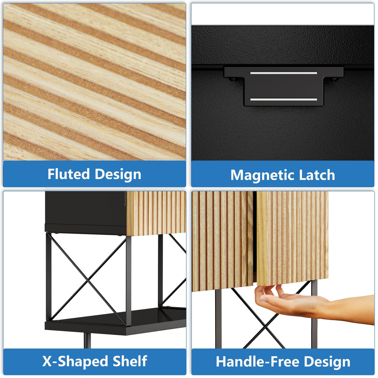 HOKYHOKY Fluted Bathroom Wall Medicine Cabinet - Hanging Bathroom Wall Mounted Cabinet with Towel Bar, Above Toilet Storage Cabinet for Bathroom Organizers and Storage, Medium Size, Black HOKYHOKY