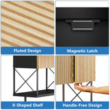 HOKYHOKY Fluted Bathroom Wall Medicine Cabinet - Hanging Bathroom Wall Mounted Cabinet with Towel Bar, Above Toilet Storage Cabinet for Bathroom Organizers and Storage, Medium Size, Black HOKYHOKY