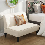 Yongqiang Small Loveseat Mini Sofa Couch Accent Upholstered Bench with Back Living Room Bedroom Office Armless Love Seat Settee Beige Yongqiang