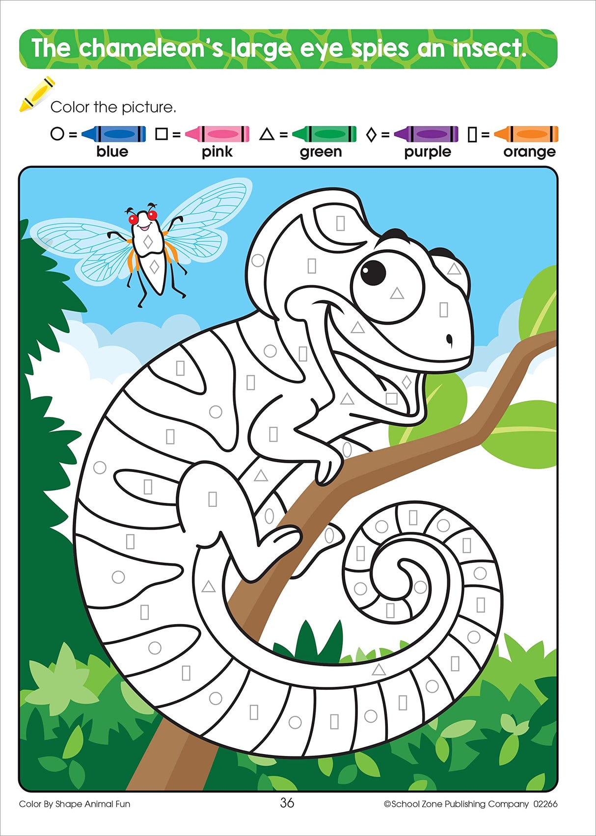 School Zone Color By Shape Animal Fun Workbook: 64 Pages, Preschool, Kindergarten, 1st Grade, Basic Shapes, Coloring, Wildlife, Ages 4 to 6 (Activity Zone Book Series) School Zone
